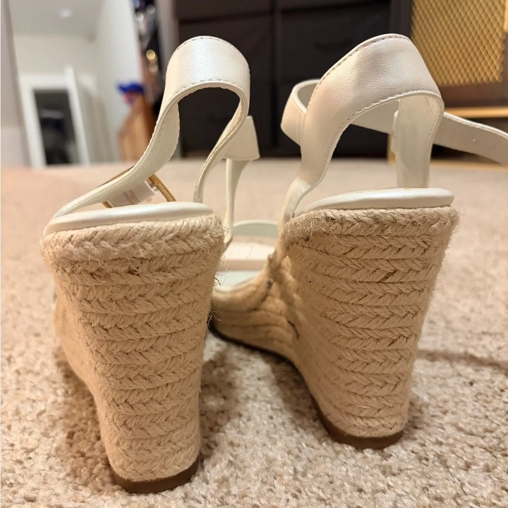 VICKI Platform Wedge Sandals Open Toe Ankle Strap Braided Jute Wedge Espadrille - Picture 6 of 9